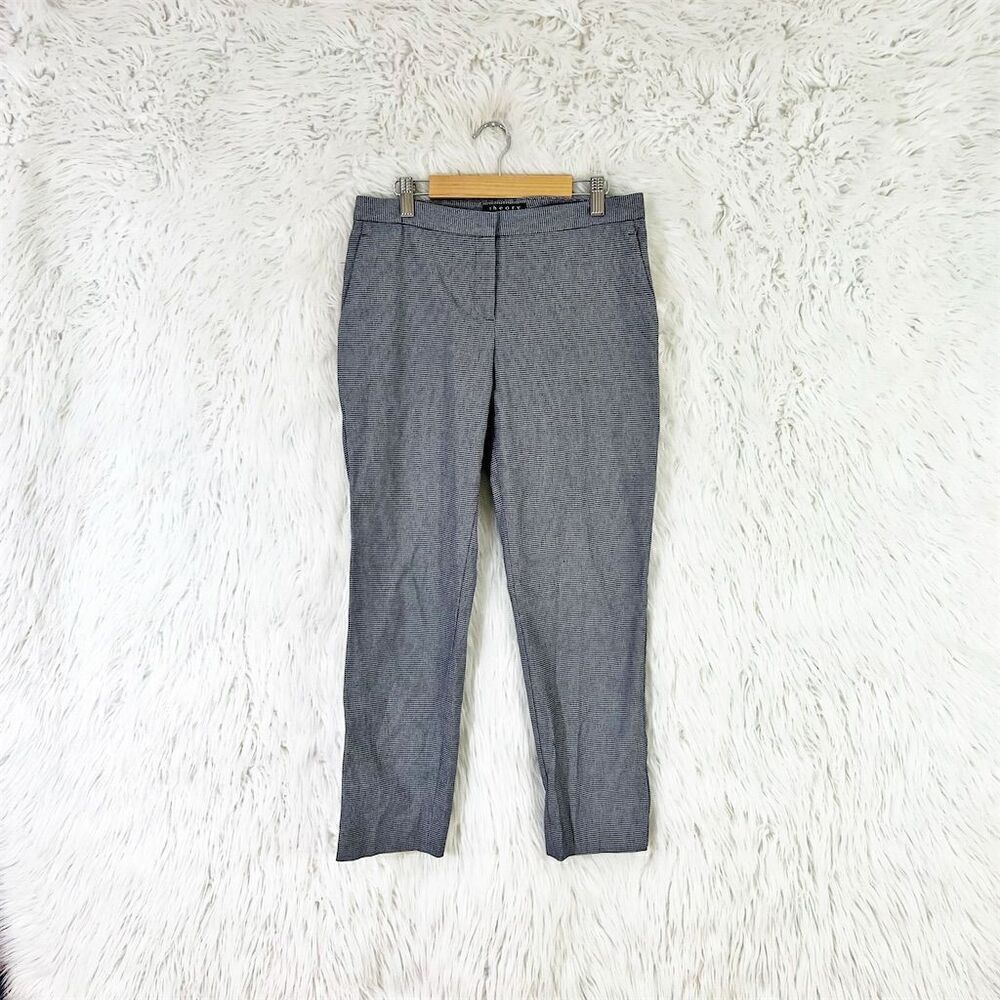 Theory Women's Gray Houndstooth Dress Pants Size 4 Slim Fit Side Zip